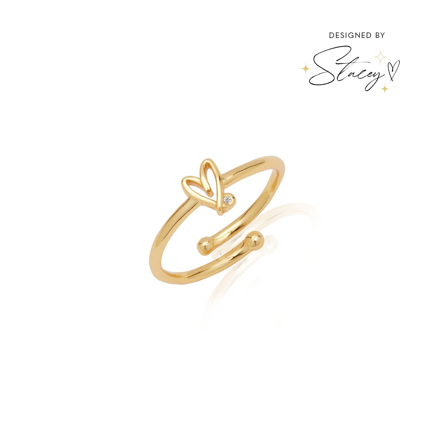 Sparkle Heart Ring in Gold