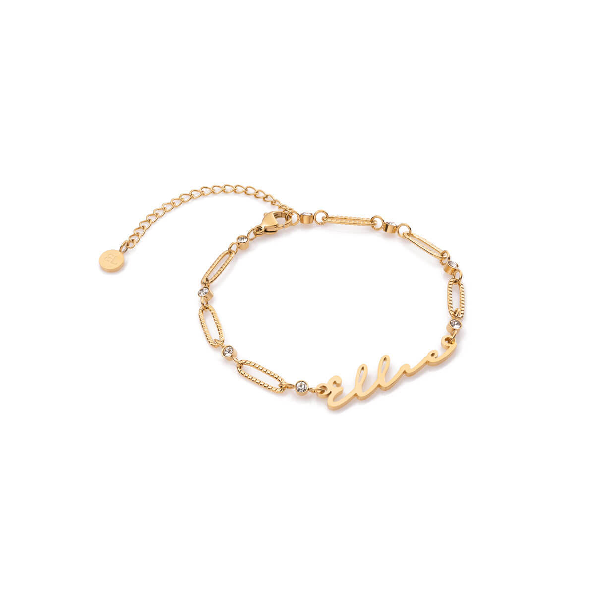 Paperclip Chain Bracelet Gold Plated Iced Simulated CZ 10MM or