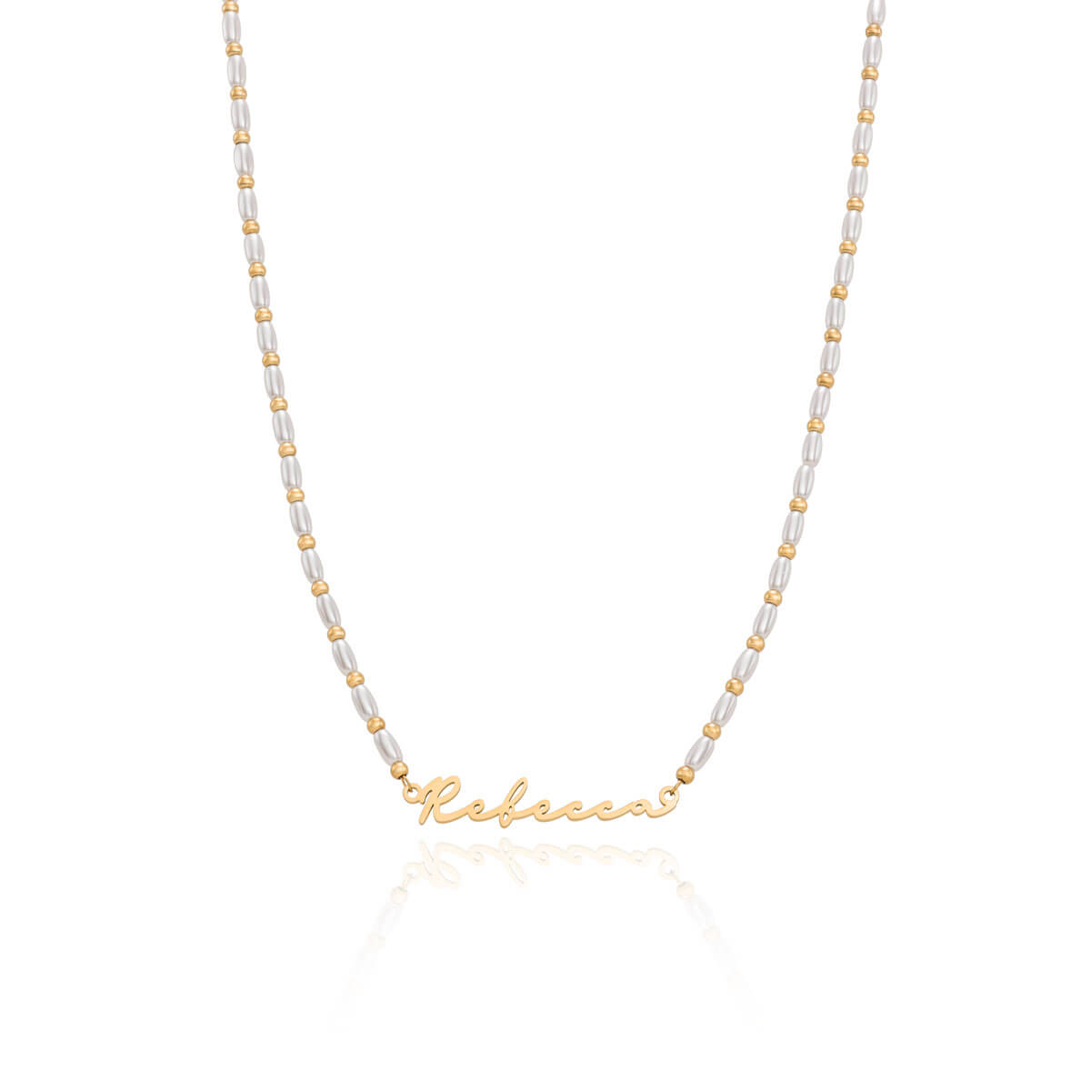 Real white deals gold name necklace