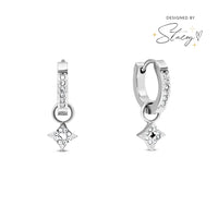 Moon and Back Star Huggie Hoop Earrings (Silver)