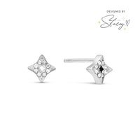 Moon and Back Star Stud Earrings (Silver)