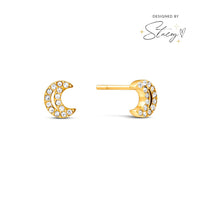 Moon and Back Moon Stud Earrings (Gold)