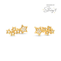 Moon and Back Star Climber Earrings (Gold)