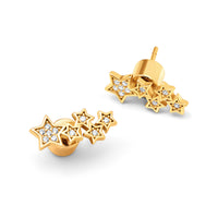 Moon and Back Star Climber Earrings (Gold)