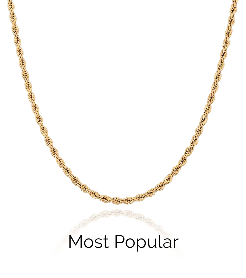 Small Rope Chain Necklace (Gold)