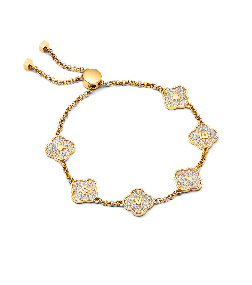 Shimmer Pavé Clover Bracelet (Gold)