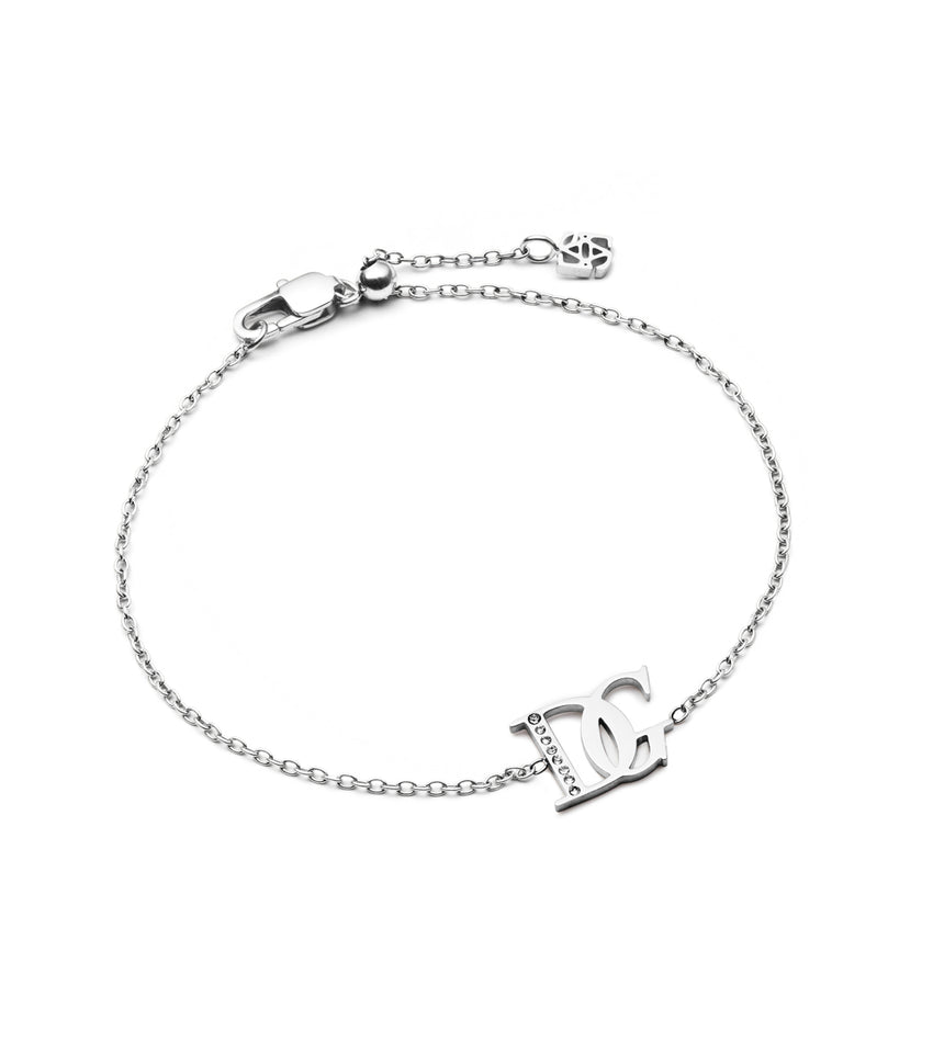 Double Initial Crystal Bracelet (Silver)