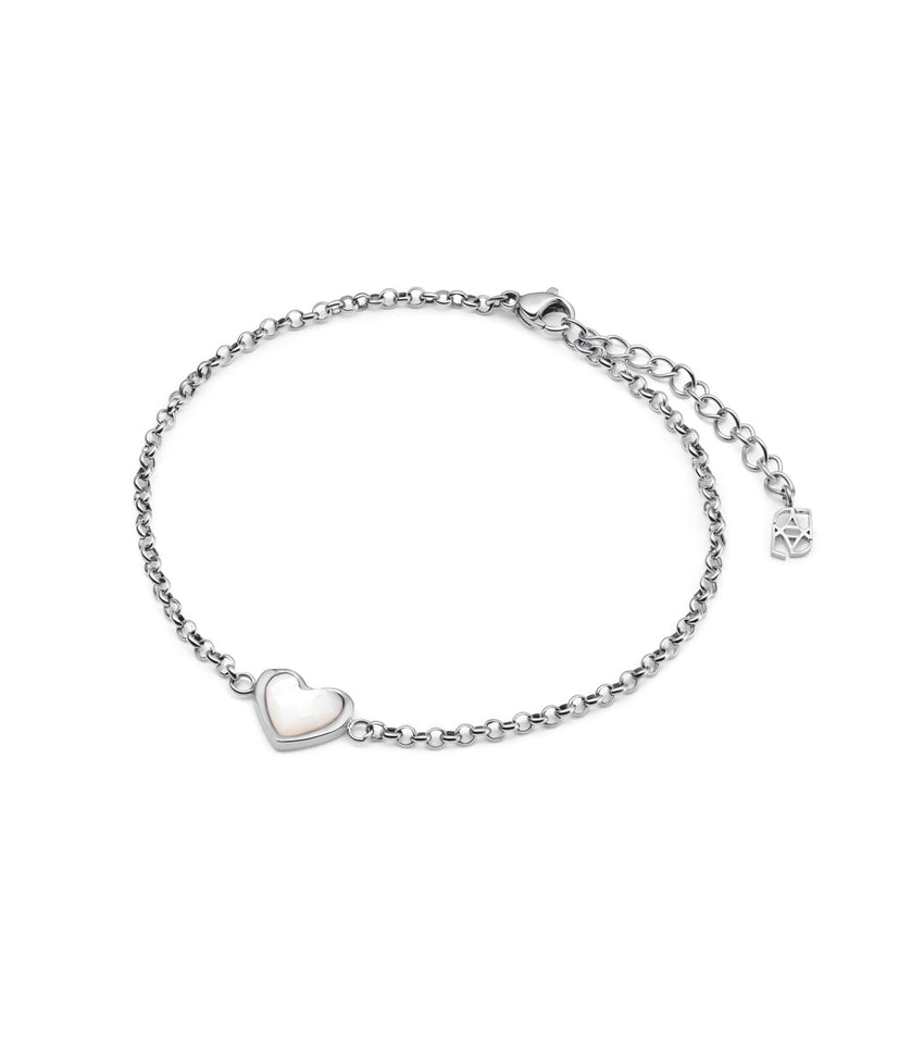 White Quartz Heart Bracelet (Silver)