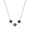 Black Enamel Clover Custom Name Necklace (Silver)