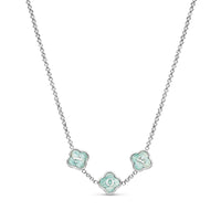 Amazonite Clover Custom Name Necklace (Silver)