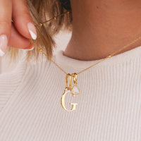 Personalised Initial & Droplet Birthstone Necklace (Gold)