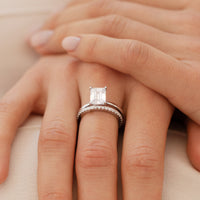 Emerald Cut Solitaire Ring (Silver)