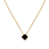 Black Enamel Clover Necklace (Gold)