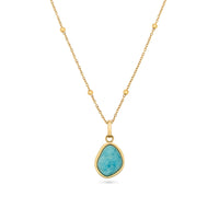 Blue Amazonite Stone Necklace (Gold)