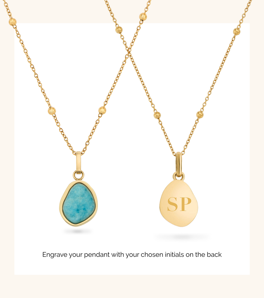 Blue Amazonite Stone Necklace (Gold)