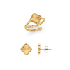 Textured Clover Ring & Earrings Bundle (Gold)