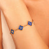Blue Lace Agate Clover Custom Name Bracelet (Gold)