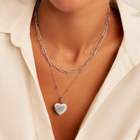 Uniquely Yours Fingerprint Heart Necklace (Silver)