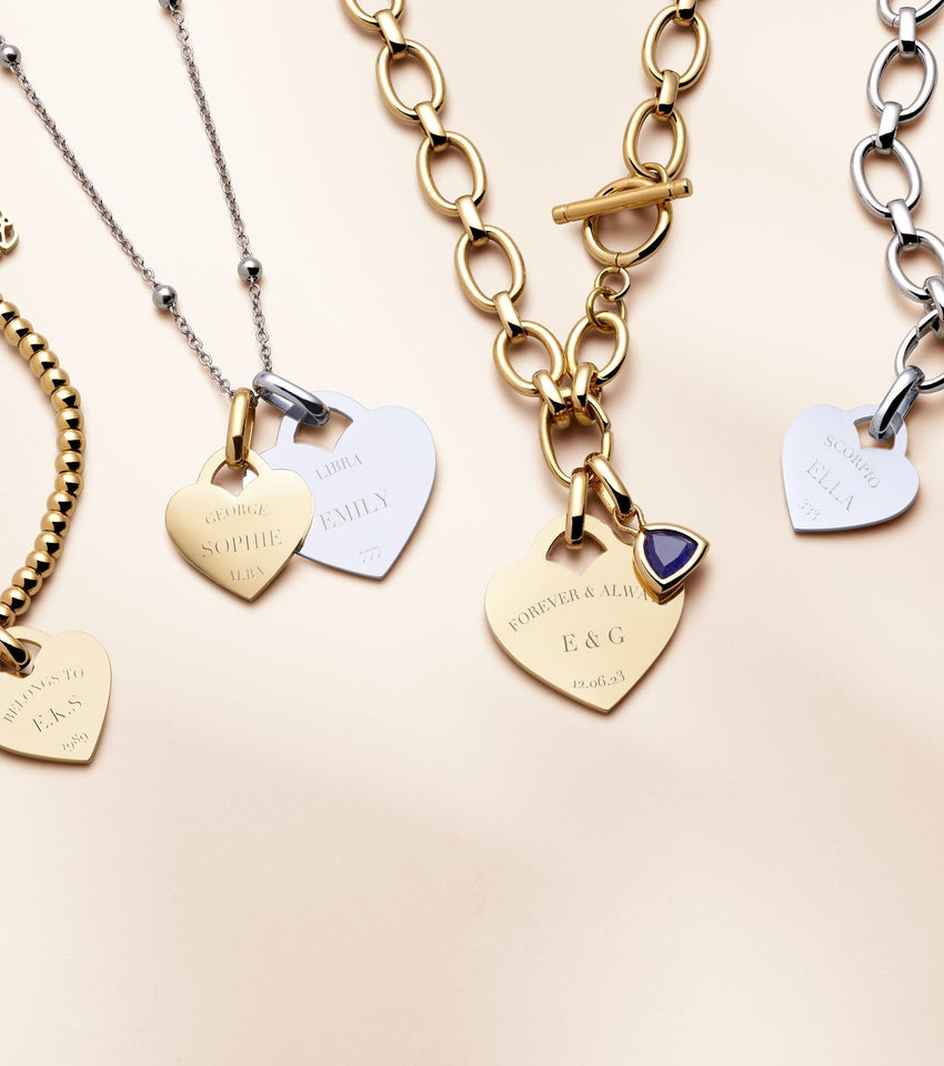 Heart Token Oval Necklace (Gold)