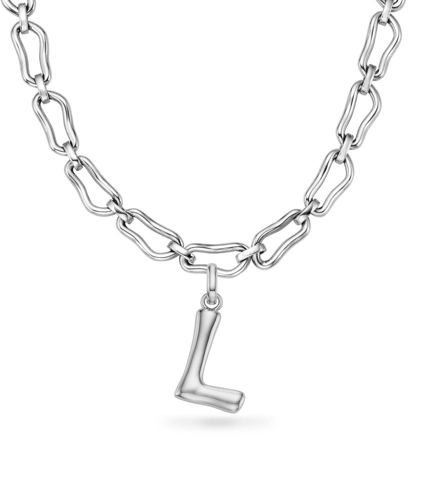 Molten Initial Necklace (Silver)
