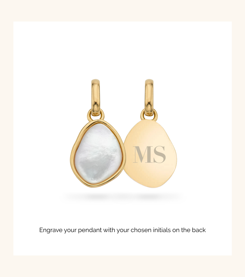 Molten Initial & Organic Moonstone Necklace (Gold)
