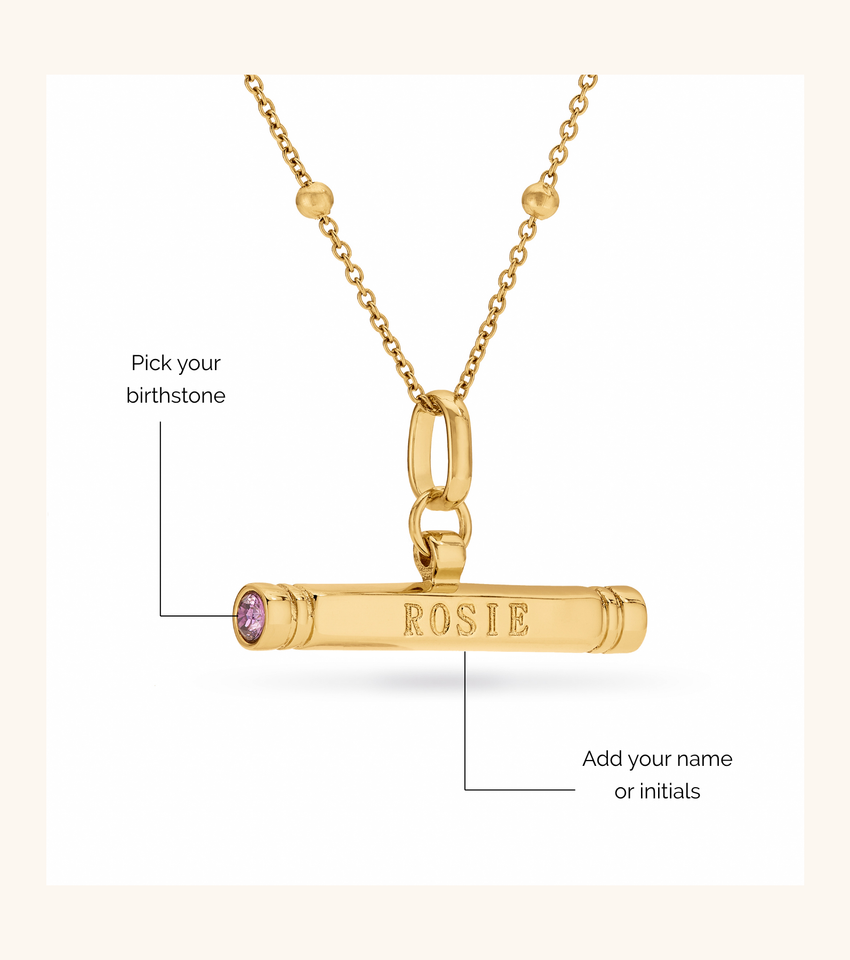 Custom Stamped T-Bar Necklace (Gold)