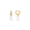 Organic Pearl Drop Huggie Earrings (Gold)