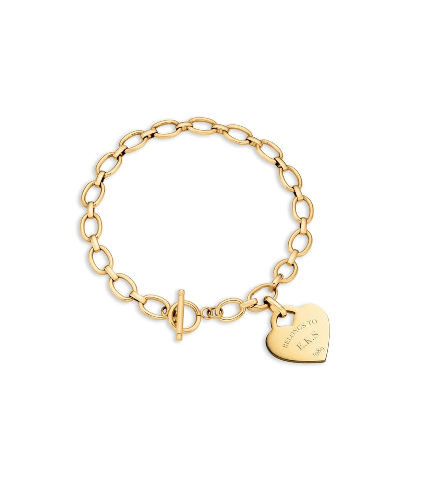 Heart Token Oval Bracelet (Gold)