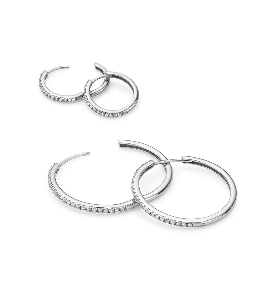 Beam Pavé Hoop Earrings Bundle (Silver)