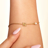 Mini Double Initial Bracelet (Gold)