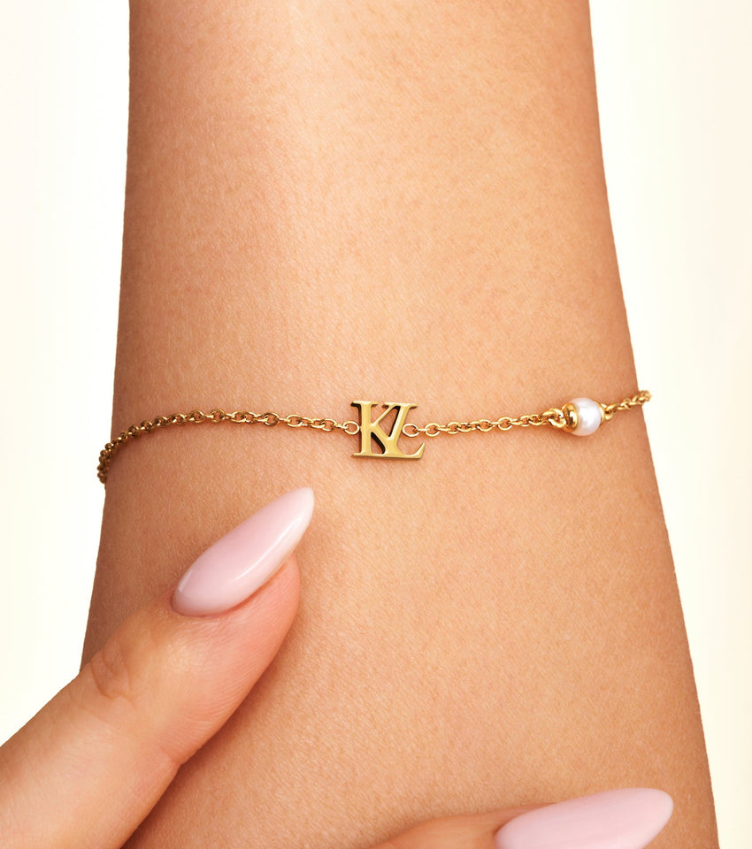 Mini Double Initial Bracelet (Gold)