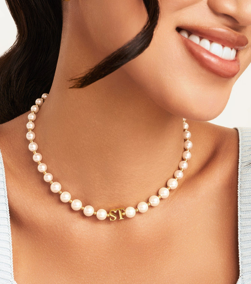 Lunar Pearl Initial Choker (Gold)