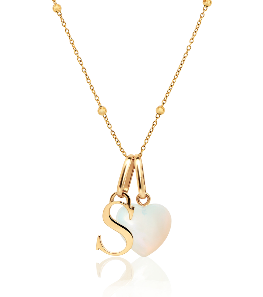 Personalised Initial & Birthstone Necklace (Gold)