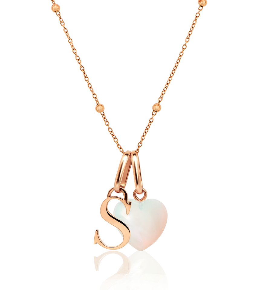 Personalised Initial & Birthstone Necklace (Rose Gold)