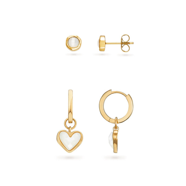 Bundle store of 1 pair of 14k Gold Stud Earrings and 1 14k Heart key Necklace