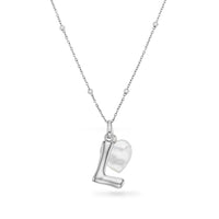Molten Initial & Birthstone Necklace (Silver)