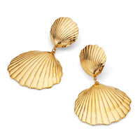 Ocean Shell Clip-On Earrings (Gold)