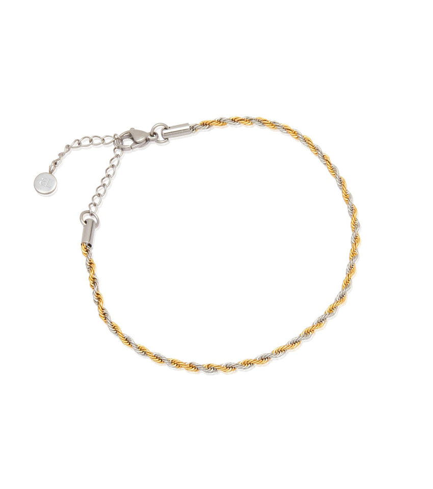 Two Tone Fine Rope Chain Bracelet (Gold/silver)