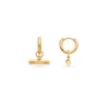 T-Bar Huggie Hoop Earrings (Gold)