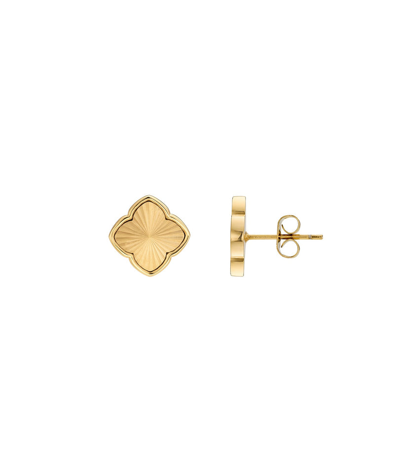 Textured Clover Stud Earrings (Gold)