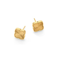 Textured Clover Stud Earrings (Gold)