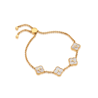 Pearl Clover Custom Name Bracelet (Gold)