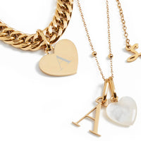 Heart Curb Chain Necklace (Gold)