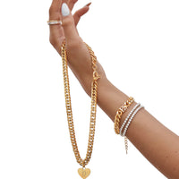 Heart Curb Chain Necklace (Gold)