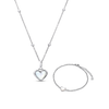 White Quartz Heart Necklace & Bracelet Bundle (Silver)