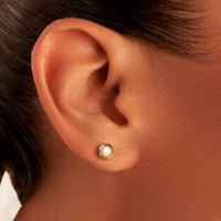 Mini White Quartz Stud Earrings (Gold)