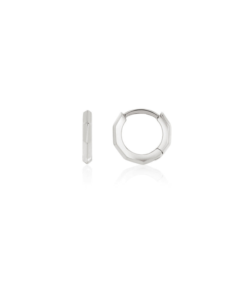 Geometric Huggie Hoops (Silver)