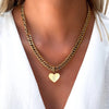 Heart Curb Chain Necklace (Gold)