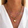 Heart Figaro Chain Necklace & Bracelet Bundle (Gold)