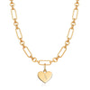 Heart Figaro Chain Necklace (Gold)